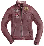 HolyFreedom Zero Ladies Motorcycle Leather Jacket, red, Size 2XL for Women