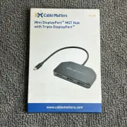 Cable Matters 101075 3-Port Mini Displayport MST Multi-Monitor Hub Brand New