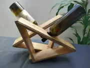 Table Top Wine Rack- 2 Bottle Holder- Stained and Laquered Routered- White Oak
