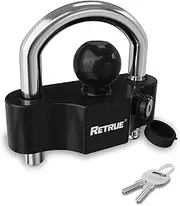 RETRUE Universal Coupler Lock Trailer Locks Ball Hitch Trailer Hitch Lock Adjustable Security Heavy-Duty Steel Fits 1-7/8 Inch, 2 Inch, 2-5/16 Inch Couplers Black …