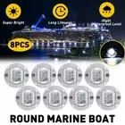 8x Round Marine Boat Stern Transom Light White LED Courtesy Cockpit Lights 12V