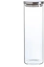 Argon Tableware Scandi Storage Jars with Metallic Silver Lids - 2000ml - 6 Pack - Modern Round Organisation Container Glass Jar for Kitchens, Pantry, Bathrooms, Utility Rooms