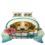 Animal Dogs Art Cute Dachshund in Basket Coverlet