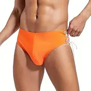 [Generic] Mens Sexy Swim Bikini Briefs Shiny Metallic Thong G-String with Hip Coverage