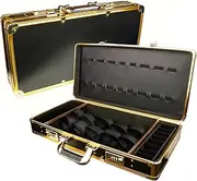 Professional Barber Tools Storage Case, Luxury Gold-Trimmed Carrying Case with Locks, Large Capacity Hairstylist Multifunctional Storage Box Without Accessories, Black And Gold, Professional