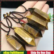 10pcs Natural Tiger's Eye Stone Quartz Crystal Obelisk Pendant Healing Necklace