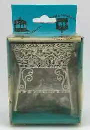 Dollhouse White Wire Scroll Planter Flower Stand Town Square Miniatures EIWF273