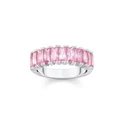 THOMAS SABO Heritage Pink Baguette Cut Silver Ring