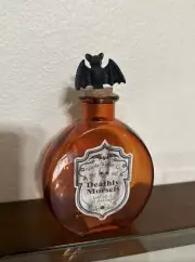 Halloween Witch Potion Bottle Bat Top Orange Glass Deathly Morsels Prop