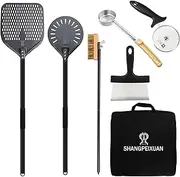 SHANGPEIXUAN 12-inch Hard Anodized Aluminum Pizza Spatula Set - Commercial Pizza Oven Utensils, Peel for Indoor & Outdoor Use