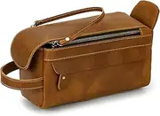 [VKEID] Mens Clutch Bag Retro Multifunctional Leather Handbag Women's Makeup Bag Large Capacity Toiletries Storage Bag Men Wrist Bag (Color : Brown, Size : 24x10.5x12cm)
