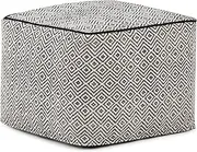 [Simpli Home] Brynn Square Pouf, Patterned Black and Grey