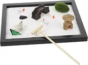 1 Set Zen Sand Table Japanese Zen Garden Meditation Adornment The Office Decor Household Furnishings Centerpiece Table Decorations Home Decor Tabletop Decoration Black