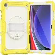 Compatible with Samsung Galaxy Tab A9 Plus SM-X210/SM-216/SM-X218 11inch Heavy Duty Shockproof TPU Case,Protective Cover W Screen Protector 380 Swivel Kickstand+Hand Strap+Shoulder Strap Tablet Case C