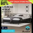 ALFORDSON Bed Frame Double Size Mattress Base Foundation Black Leather BASEL