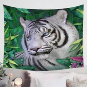 Wild Animals Art Tropical White Tiger Tapestry