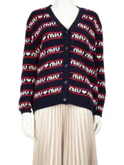 Logo-Intarsia Wool Knit Cardigan