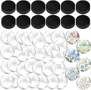 72 Pieces Crafts Magnets Glass Set Round Fridge Magnets with Adhesive Backing and Transparent Clear Glass Cabochons for DIY Refrigerator Magnets Crafts Pendants (1 Inch)