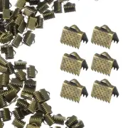200Pcs 8mm Ribbon Crimp Clamp Ends Bookmark Pinch Cord End Clasps, Silver White