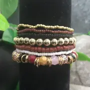 7 PC Handmade Bohemian Beaded Stackable Stretch Bracelet Set New 9826
