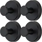 4 Pcs Suction Cup Hooks for Shower, No-Drill Bathroom Hooks Can Pull Up To 15 Lbs for Kitchen, Toilet, Restroom on Glass, Suction Hook Suitable for Hanging Towels Suction Hooks, Rustproof, Matte Black