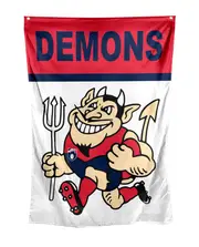 Melbourne Demons AFL Retro Mascot Design Wall Flag Banner