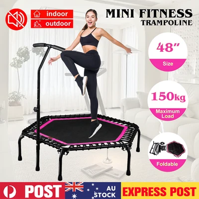 Mini Trampoline Handrail Fitness Exercise Cardio Rebounder Super Elastic 48inch
