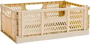 3 Sprouts Recycled Plastic Collapsible Crate - Stackable Folding Storage Crate for Organization for Adults & Kids - Foldable Plastic Crate - Large - Sand
