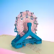 Pink & Blue Ferris Wheel 3D Pop Up Birthday Card