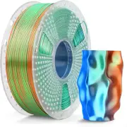 Silk PLA 3D Printer Filament 1.75Mm, Triple Color Orange Blue Green, 1KG Spool