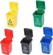 Abaodam 5pcs Mini Sanitation Trash Can Trash Cans Tiny Trash Can Dollhouse Trash Bins Miniature Trash Can Miniature Decorations Tiny Landscape Trash Can Small Garbage Can with Lid