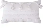 Tribal Boho Woven with Tassels Pillow Square Soft Couch Pillows Set of 2 (Inserts + Pillow Covers, White)