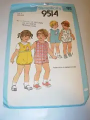 CHILDS TODDLER UNCUT SIMPLICITY 9514 Sewing Pattern SHORT JUMPSUIT ROMPER SIZE 3