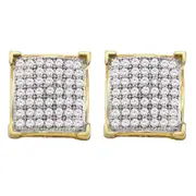 10k Yellow Gold Round Diamond Square Earrings 1/3 Cttw