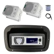 Pyle Marine Radio, Adapter,Spa Bezel, Antenna,Wire, 2x 5.25" 400W White Speaker