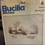 Vintage Bucilla Lorna Balian WINTER'S SOLITUDE Crewel Kit 20 X 24 Barn Farm