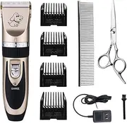 Dog Grooming Clippers, Otstar Rechargeable Cordless Pet Hair Clippers Kit for Dogs Cats and Other Animals with Stainless Steel Comb and Scissors, Low Noise Low Vibration