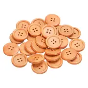 30pcs Wooden Sewing Button 25mm 4 Holes Round Craft Buttons, Light Brown