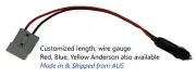 Solar cable Anderson fittable plug to cigarette lighter plug. Customized length.