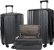 3 Piece 20/24/28 Inch Expandable Luggage Set, 20” Side Opening Carry On, 24 & 28