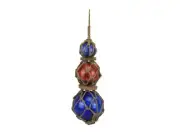 Blue - Red - Blue Japanese Glass Ball Fishing Floats with Brown Netting Decorati