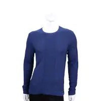 在飛比找Yahoo奇摩購物中心優惠-VERSACE 藍色織紋拼接長袖上衣