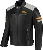 Rusty Stitches Jari V2 Motorcycle Leather Jacket, black-grey, Size S for Men Black Grey