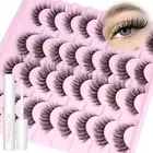 False Eyelashes Wispy Lashes with Glue Cat Eye Lashes Natural Look Eyelashes wit