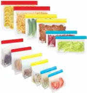 12-Pack Reusable ZipLock Bags, Flat and Upright Food Storage Freezer Bags