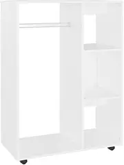 vidaXL Solid Engineered Wood Storage Wardrobe with Wheels and Open Compartments - 80x40x110 cm - White