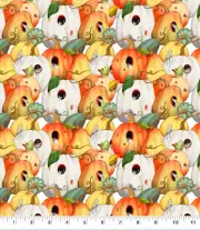 Fabric Susan Winget Packed Pumpkin Patch Harvest Mouse 100% Cotton Quilt BTY