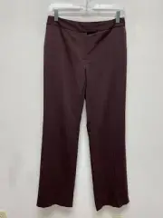 Ann Taylor Womens Burgundy Striped High Rise Straight Leg Flat Front Pants 2