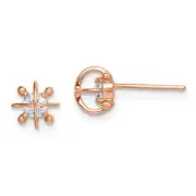 Madi K Kid's Earrings 14K Rose Gold White Cubic Zirconia Post Button