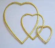 German Dresden Gold Foil Embossed Die-Cut Victorian Scrap Art HEART FRAMES SET 3